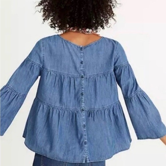 Madewell Indigo Tiered Blouse - Picture 2 of 6